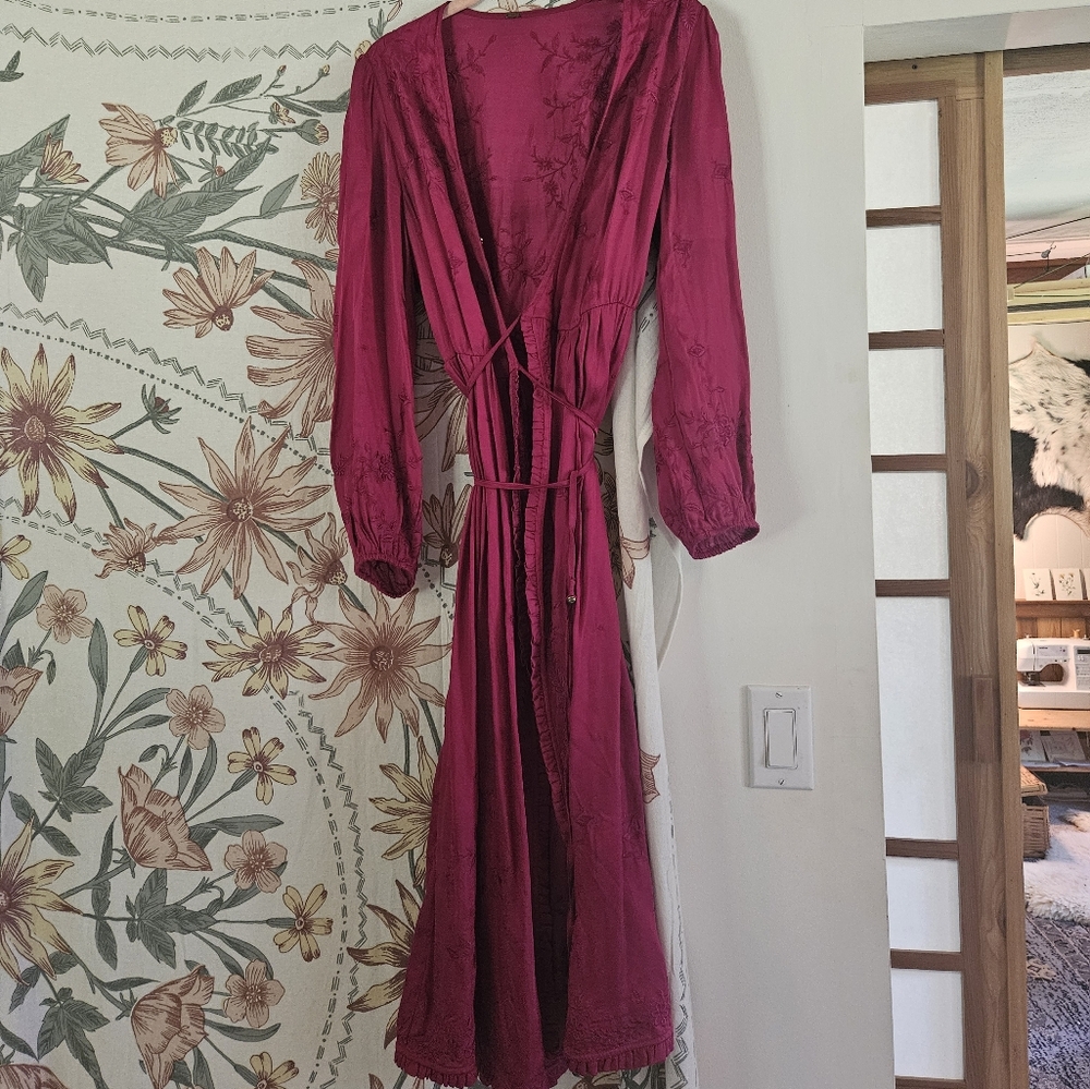 Free People, Magenta Midi Wrap Dress
